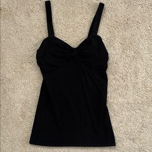 Express Black V Neck Ruched Fitted Sleeveless Tank Top